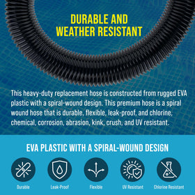 US Pool Supply Intex-compatible hose for easy replacement in pumps.
