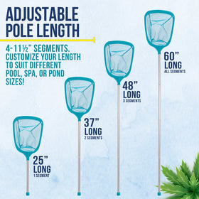 60-inch total length for easy reach and efficient skimming