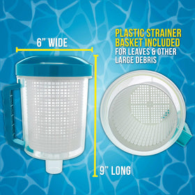 U.S. Pool Supply debris mesh basket inside view highlights easy debris monitoring.