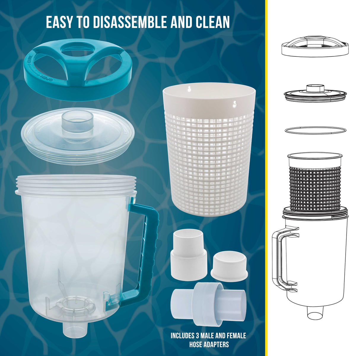 U.S. Pool Supply hose section connection shows seamless hose integration.