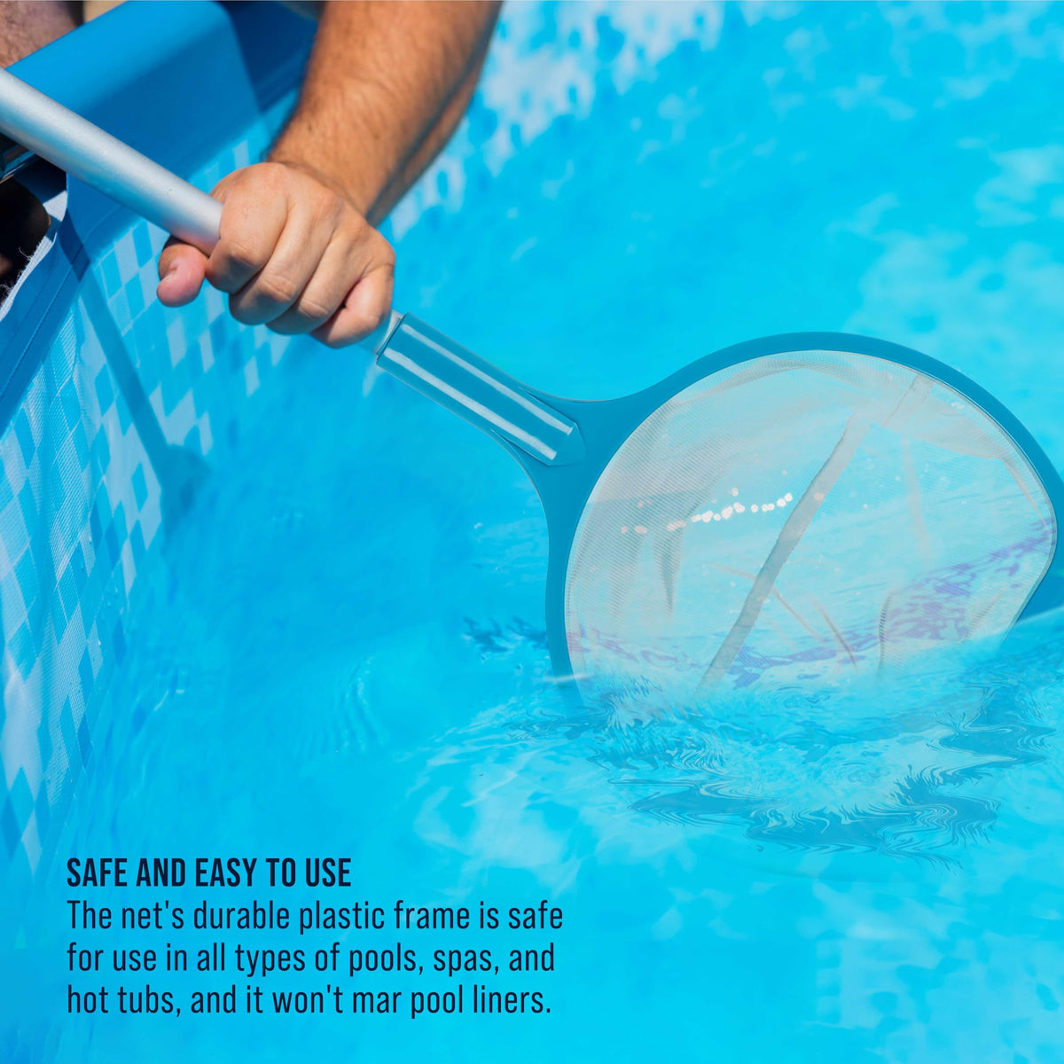 US Pool Supply 7-inch deep ultra-fine mesh netting catches leaves.