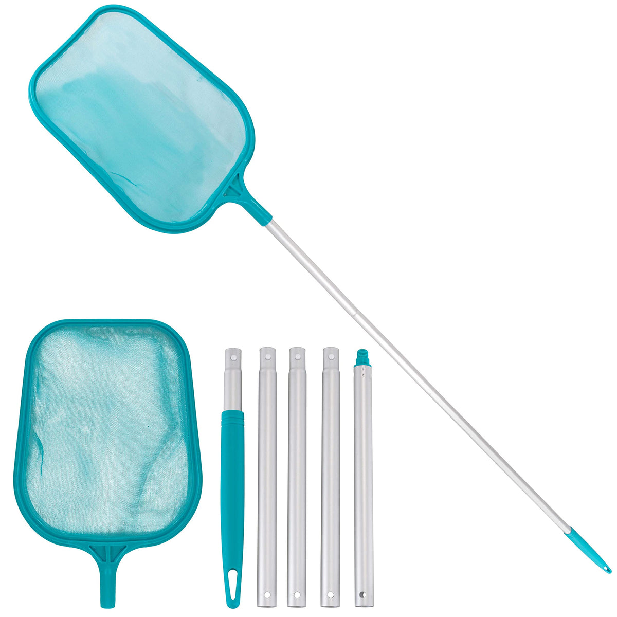 U.S. Pool Supply leaf skimmer net with fine mesh for quick pool cleanup.