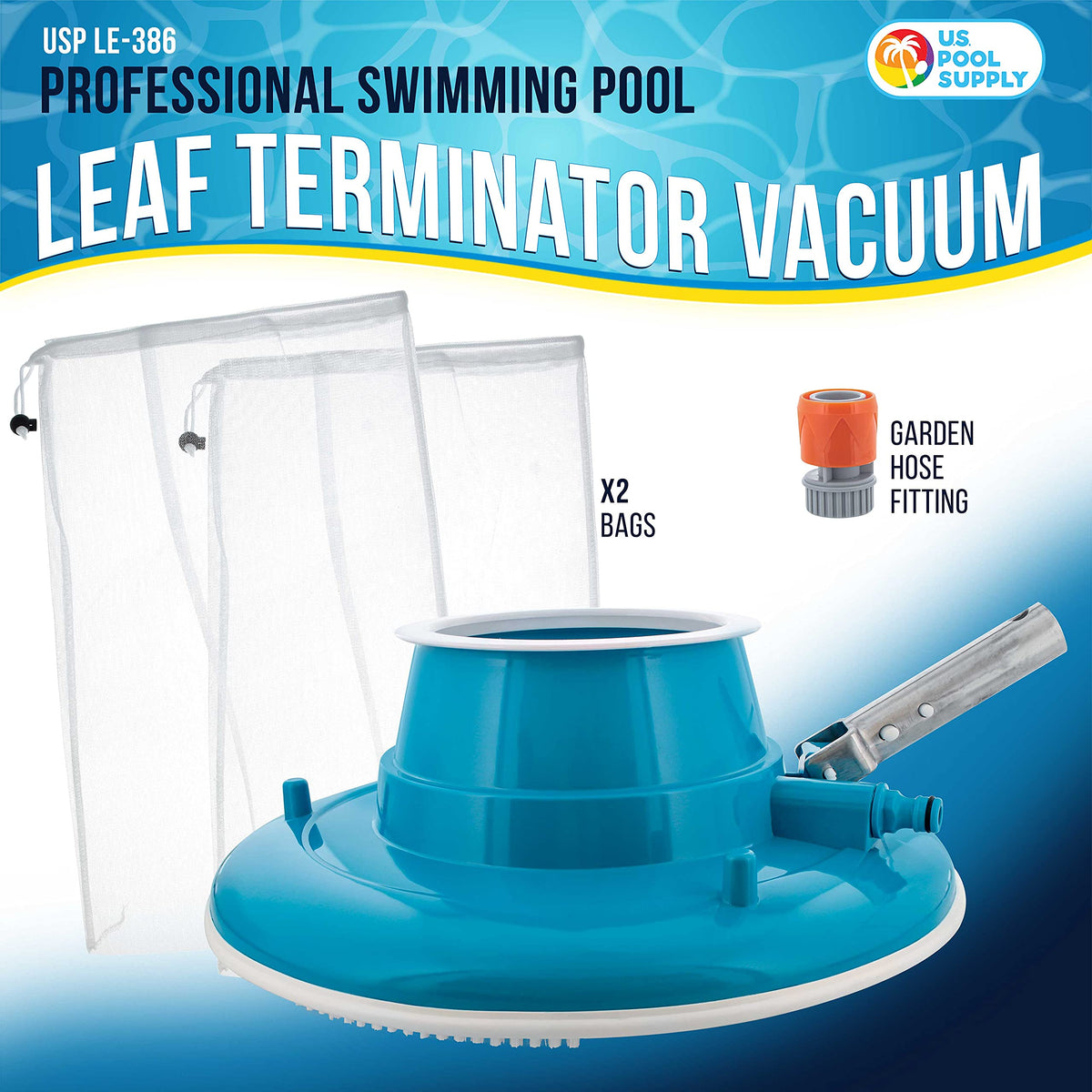 US Pool Supply Leaf Terminator Vacuum with 8 jets delivers strong suction for leaves