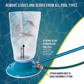US Pool Supply Vacuum uses a durable aluminum handle for standard pool poles