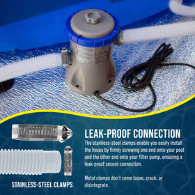 Leak proof connection with U.S. Pool Supply hose and clamps