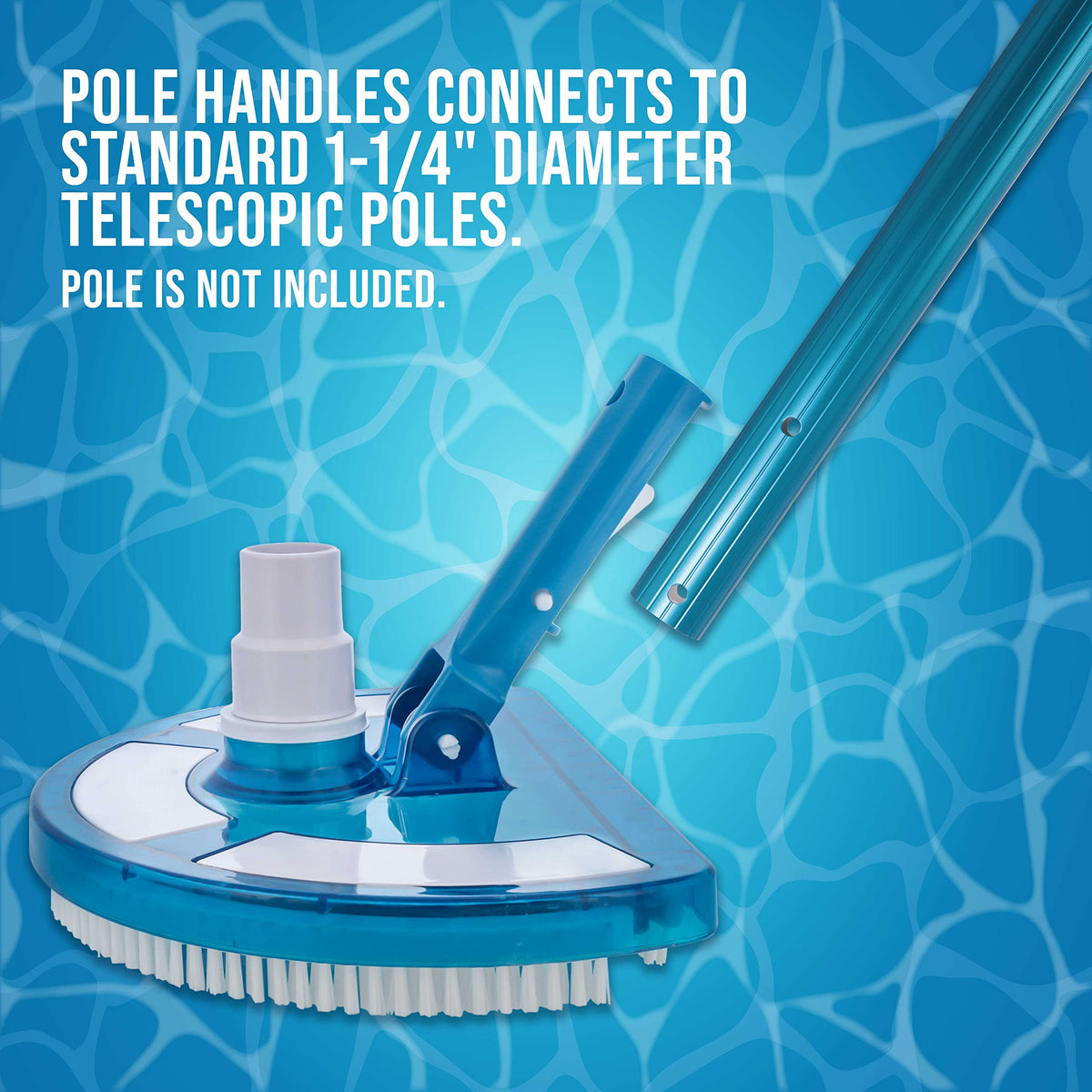 US Pool Supply pole connection compatible with standard telescopic poles.