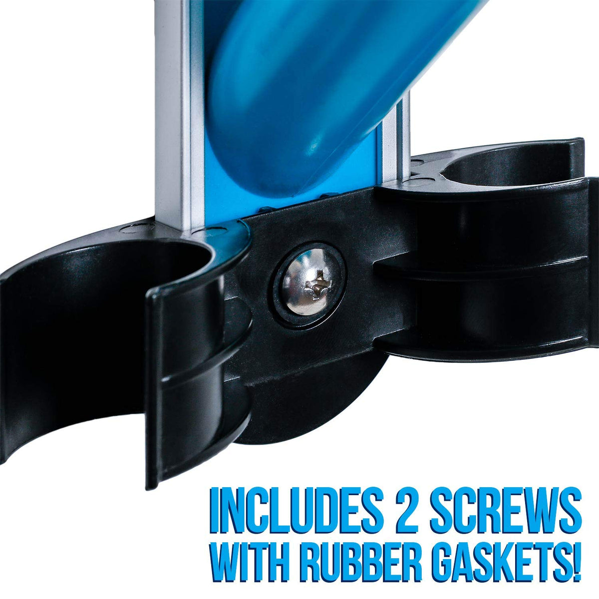 U.S. Pool Supply mounting hardware enables easy installation on wood or metal surfaces.