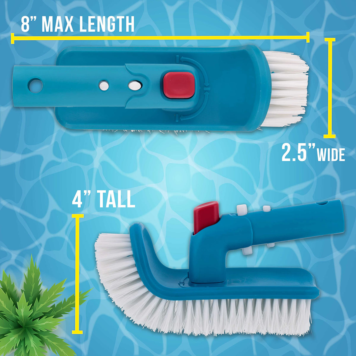 U.S. Pool Supply pool brush head 180-degree rotation enables flexible corner access
