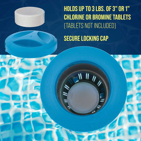 US Pool Supply 3 lb capacity floater holds 3-inch or 1-inch tablets