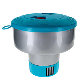 US Pool Supply pool chlorine floater dispenser, 7-inch diameter, delivers steady chlorine for clear water.