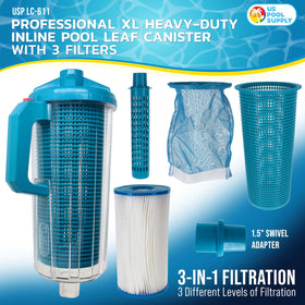 U.S. Pool Supply Pool Leaf Canister XL mesh bag traps finer debris.