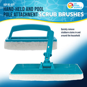 U.S. Pool Supply pool pole attachment brush on a telescoping pole cleans walls.