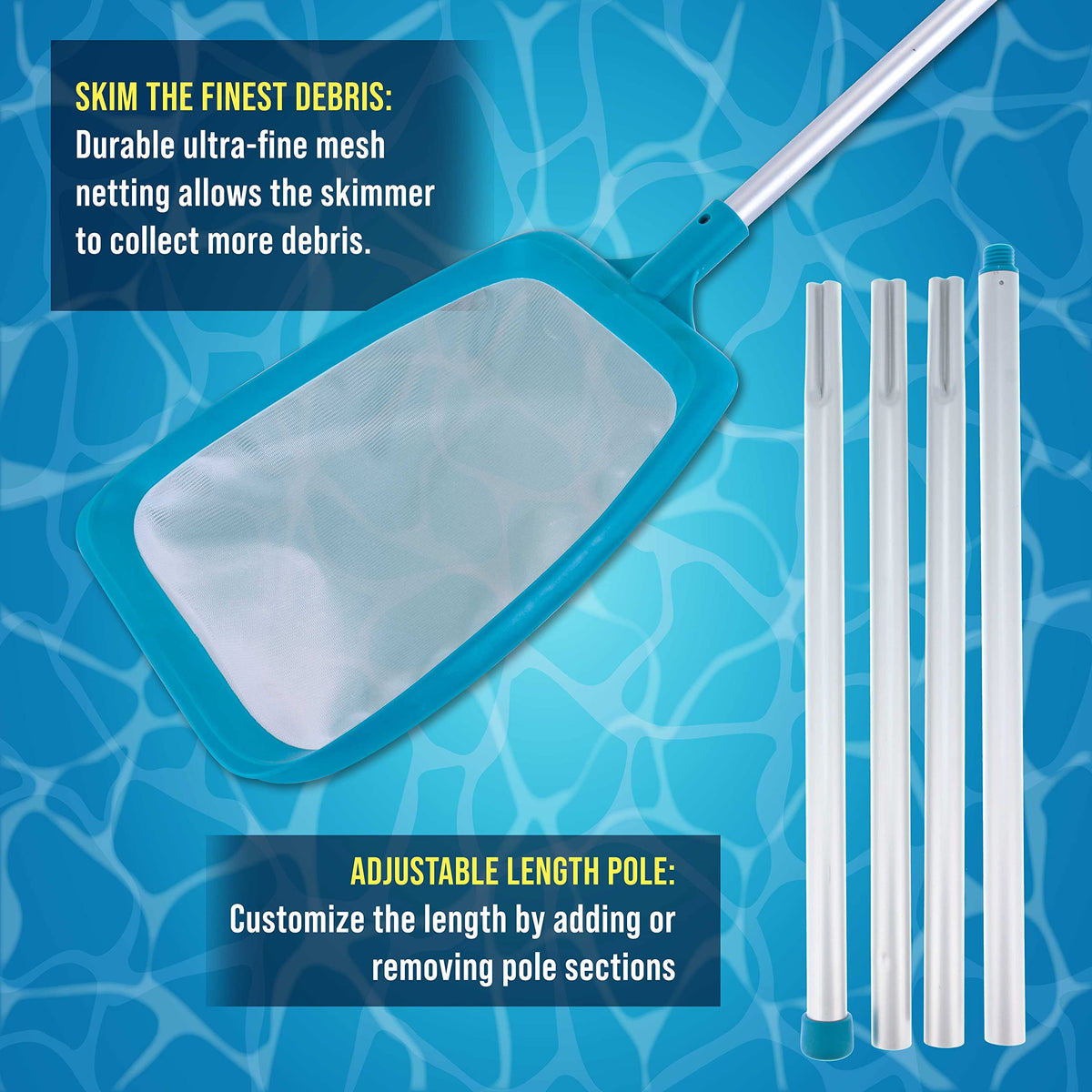 US Pool Supply compatible with standard 1-1/4 inch poles for easy setup