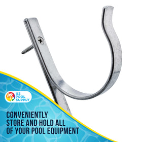 US Pool Supply screws included for quick, sturdy mounting on wooden or metal surfaces.