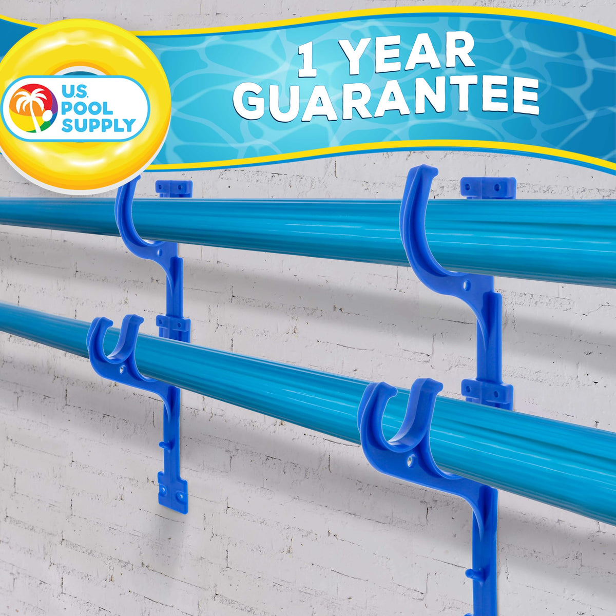 US Pool Supply pool pole hanger delivers secure support for telescopic poles with durable plastic construction.