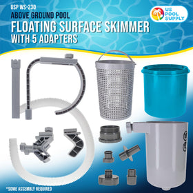 US Pool Supply pool skimmer debris basket opens for quick removal.