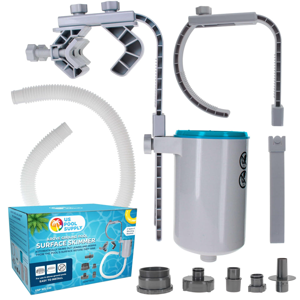 US Pool Supply pool skimmer wall-mount captures surface debris for above-ground pools.