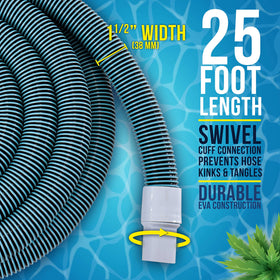 US Pool Supply pool vacuum hose connects directly to vacuum head for quick setup.