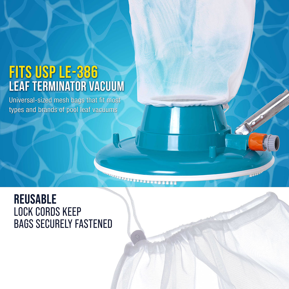 US Pool Supply pull-lock cord demonstrates secure attachment during cleaning