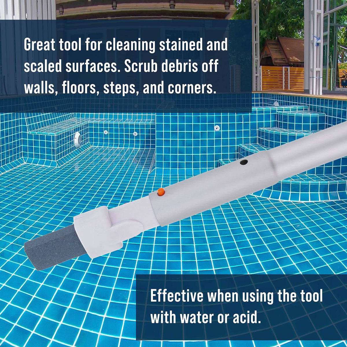 US Pool Supply pumice stone for tile and concrete cleaning with water or acid.