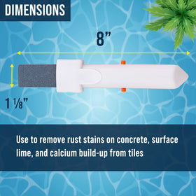 US Pool Supply pumice stone scrubs debris from walls and floors.