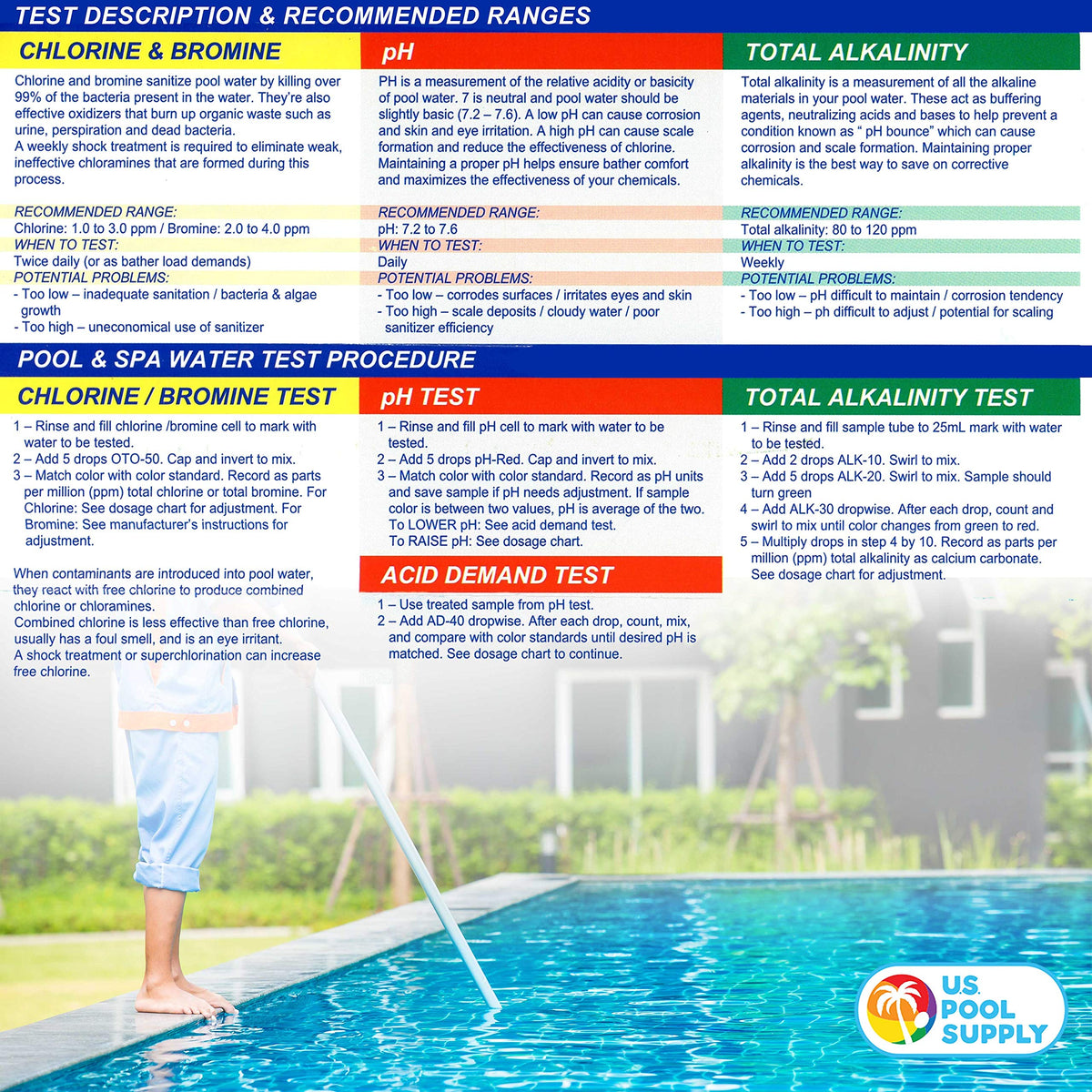 US Pool Supply round-view testing cup with clear measurement marks.