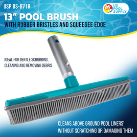 U.S. Pool Supply rubber-bristle brush safely cleans vinyl liners and debris