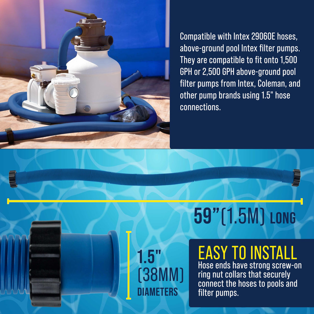 U.S. Pool Supply screw-on ring nut connection close-up