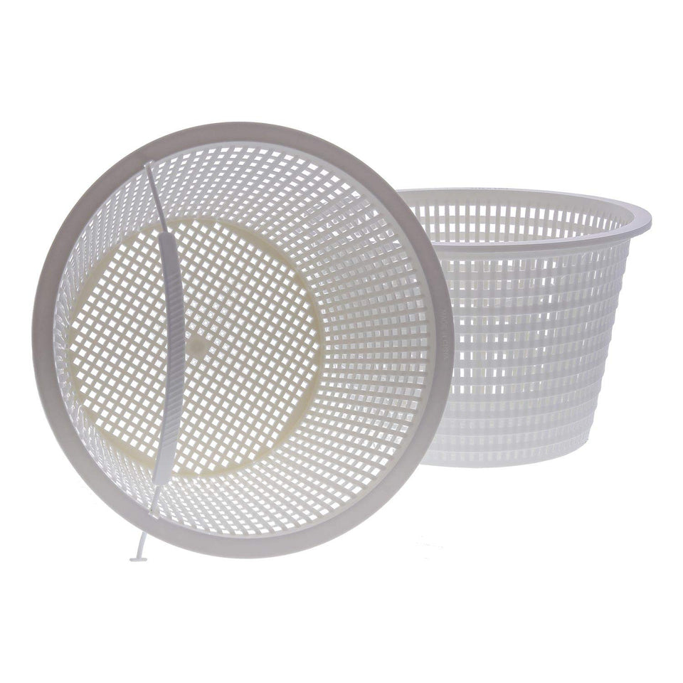 US Pool Supply skimmer basket with an 8-inch top diameter captures leaves efficiently.
