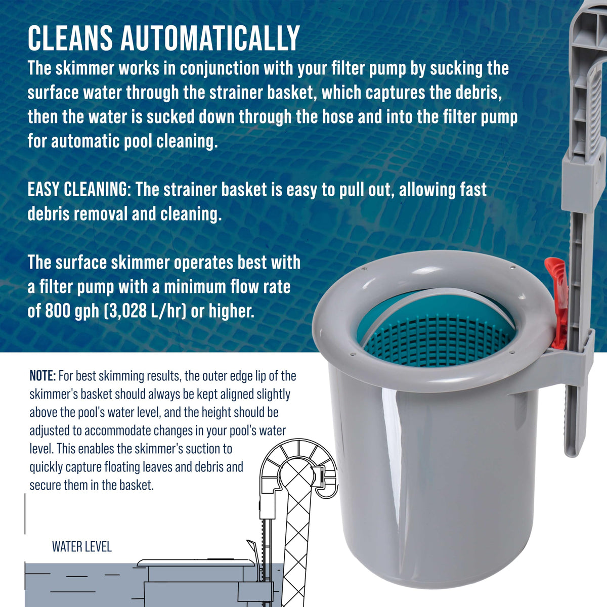 U.S. Pool Supply adjustable brackets enable flexible installation.