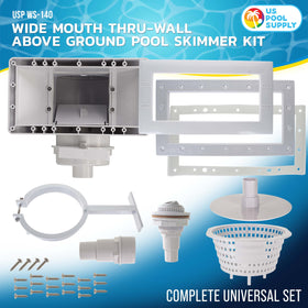 US Pool Supply skimmer housing assembly demonstrates quick, DIY installation with all components included.