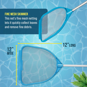 US Pool Supply handheld skimmer net for pond maintenance without bending.