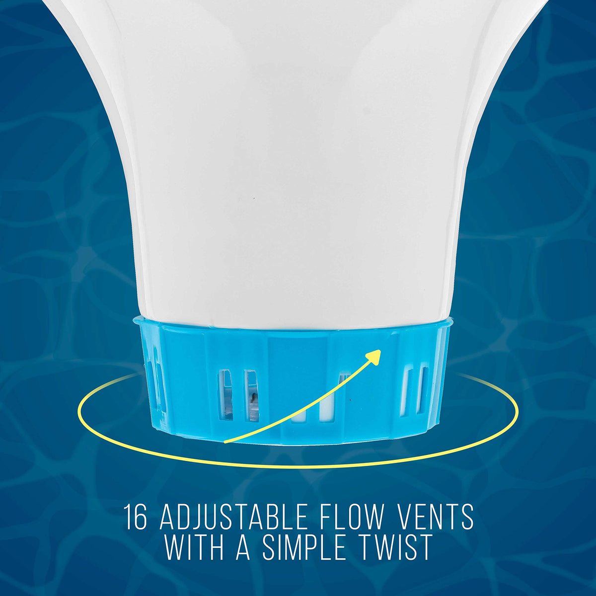 U.S. Pool Supply dispenser holds 1 inch tablets for versatile sanitization.