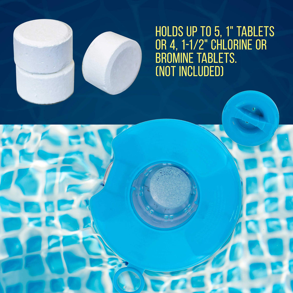 U.S. Pool Supply dispenser includes tie loop for secure mounting in spa areas.