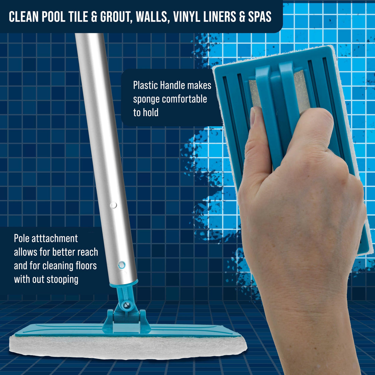 U.S. Pool Supply sponge pad brush for fast surface cleaning around pools.