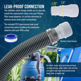 U.S. Pool Supply spiral-wound hose resists wear and UV exposure.