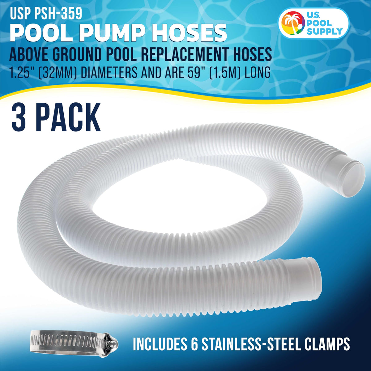 Stainless steel clamps from U.S. Pool Supply secure hose connections