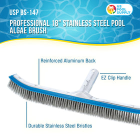 U.S. Pool Supply stainless steel wire bristles tackle tough stains on pool surfaces