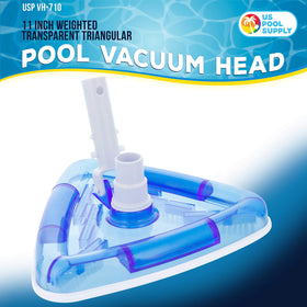U.S. Pool Supply vacuum head shows swivel hose connection for versatile hose compatibility