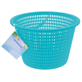 U.S. Pool Supply teal blue skimmer basket bottom view shows durable, chlorine-resistant mesh.