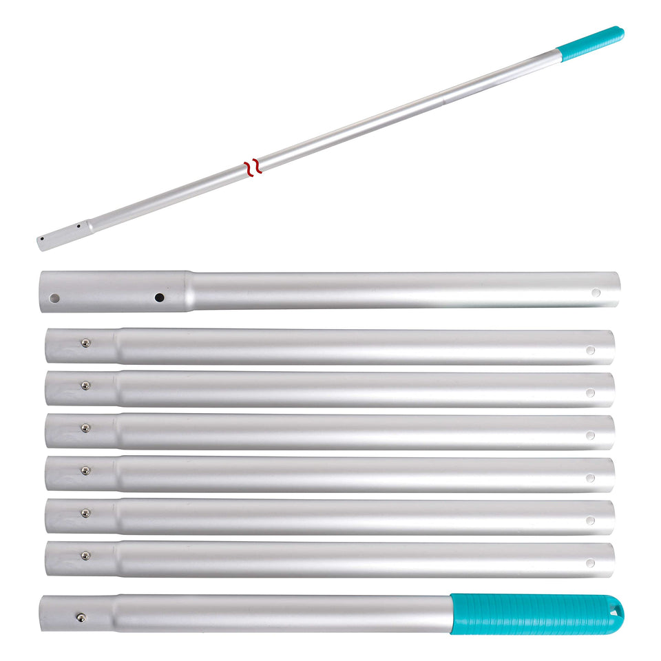 US Pool Supply telescoping pole extended to reach difficult pool areas