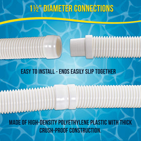 Universal 1-1/2-inch connection compatible with Hayward and other suction cleaners