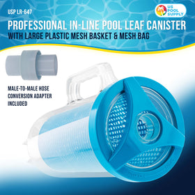 US Pool Supply vacuum hose connection shows easy adapter compatibility for hoses.