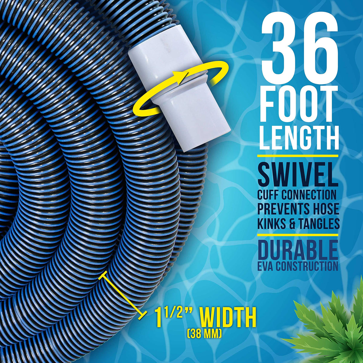 US Pool Supply hose showing swivel cuff connection for flexible setup.