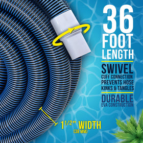 US Pool Supply hose showing swivel cuff connection for flexible setup.