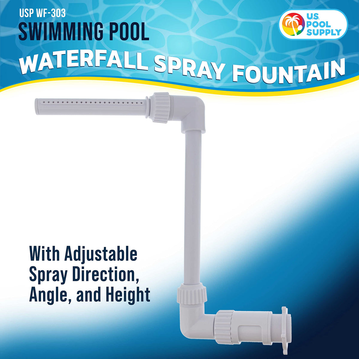 US Pool Supply waterfall spray fountain angle adjustment showing spray direction control