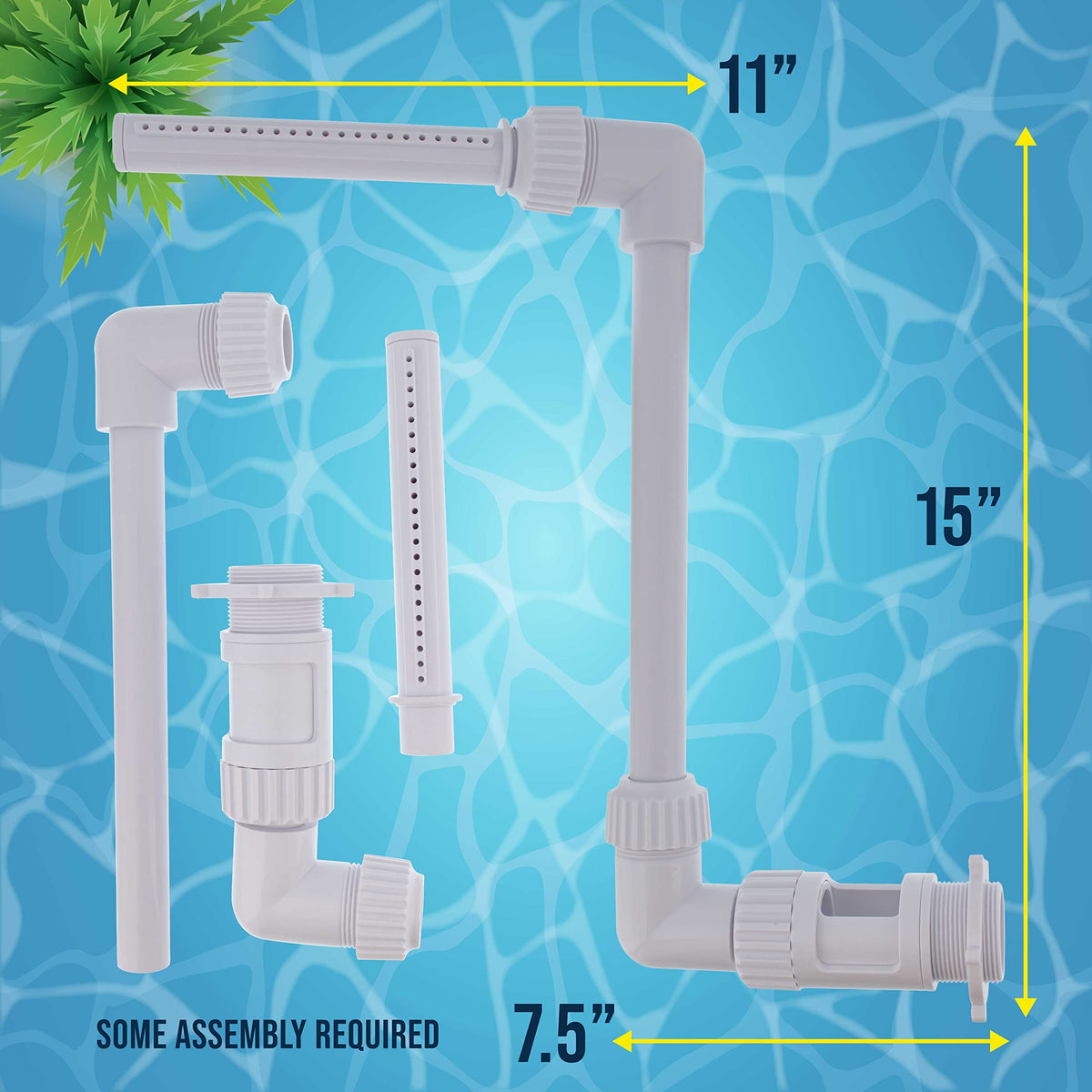 US Pool Supply waterfall spray fountain height control demonstrates up to 14 feet spray