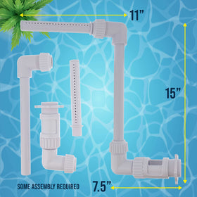 US Pool Supply waterfall spray fountain height control demonstrates up to 14 feet spray