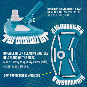 Weighted body maintains constant contact with pool bottom for thorough cleaning