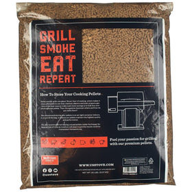 US Stove Competition Cooking Pellets close-up showing hardwood texture and uniform size for steady heat